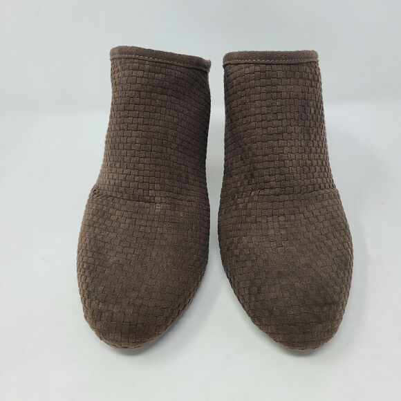 BBCBGeneration Brown Suede Dylen Woven Stacked Mules Womens Size 7M Heel Slip On - Picture 2 of 7